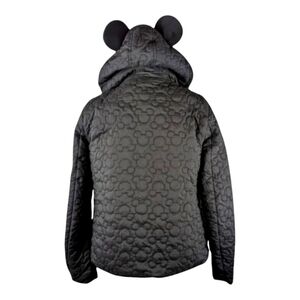 Disney Parks Mickey Quilted Jacket Sherpa Lined Hooded Coat Black Size Medium